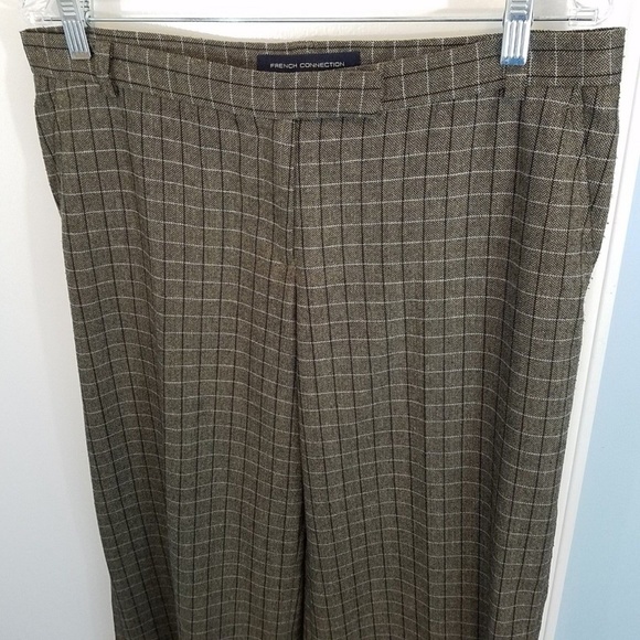 French Connection Brown Plaid Pants - Picture 1 of 5